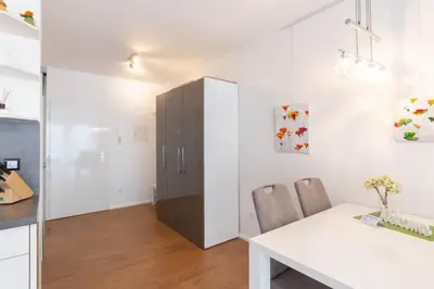 Küche/Küchenzeile in der Unterkunft Ferienwohnung Sandkorn