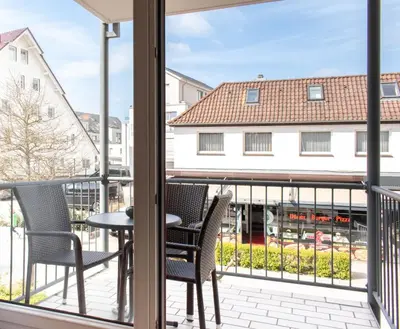 Ein Balkon oder eine Terrasse in der Unterkunft Ferienwohnung Seebrücke 09