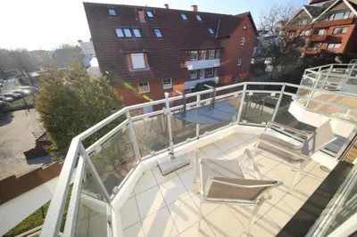 Ein Balkon oder eine Terrasse in der Unterkunft Ferienwohnung Seesternresidenz App.12