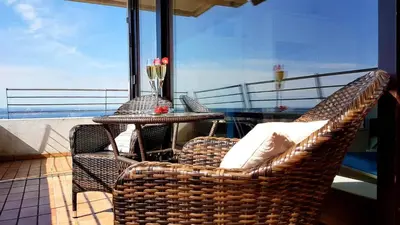 Ein Balkon oder eine Terrasse in der Unterkunft Ferienwohnung Sky and Sun