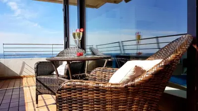 Ein Balkon oder eine Terrasse in der Unterkunft Ferienwohnung Sky and Sun