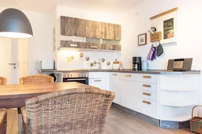 Küche/Küchenzeile in der Unterkunft Ferienwohnung Stranddüne 2