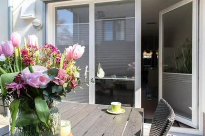 Ein Balkon oder eine Terrasse in der Unterkunft Ferienwohnung Strandmuschel