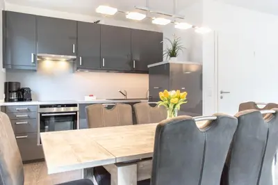 Küche/Küchenzeile in der Unterkunft Ferienwohnung Strandhaus Möwenberg App.2