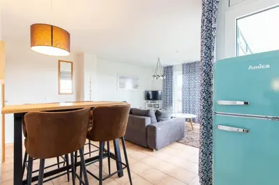 Küche/Küchenzeile in der Unterkunft Ferienwohnung Strandperle