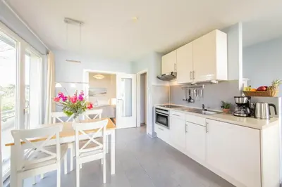 Küche/Küchenzeile in der Unterkunft Ferienwohnung Strandläufer