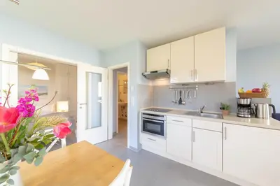 Küche/Küchenzeile in der Unterkunft Ferienwohnung Strandläufer