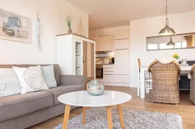 Küche/Küchenzeile in der Unterkunft Ferienwohnung Strandvilla Augustusbad 17