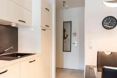 Küche/Küchenzeile in der Unterkunft Ferienwohnung Strandvilla Augustusbad 14