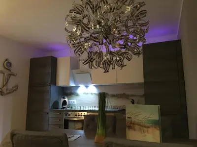 Küche/Küchenzeile in der Unterkunft StrandSUITE Scharbeutz Meerblick