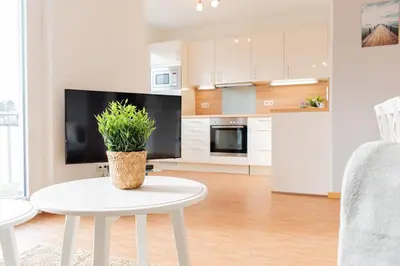 Küche/Küchenzeile in der Unterkunft Ferienwohnung Stranddüne B 13