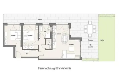 Grundriss der Unterkunft Ferienwohnung Stranderlebnis