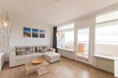 Ein Sitzbereich in der Unterkunft Ferienwohnung Traum Ostseeblick
