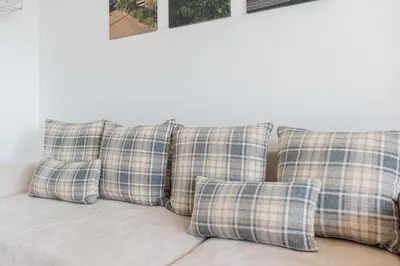 Ein Sitzbereich in der Unterkunft Ferienwohnung Traum Ostseeblick