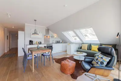 Küche/Küchenzeile in der Unterkunft Ferienwohnung STRANDraum