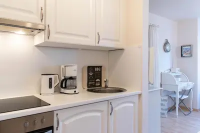 Küche/Küchenzeile in der Unterkunft Ferienwohnung Beach Suite