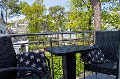 Ein Balkon oder eine Terrasse in der Unterkunft Apartmenthaus Seehof