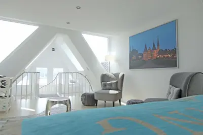 Ein Sitzbereich in der Unterkunft WellenRausch Living 