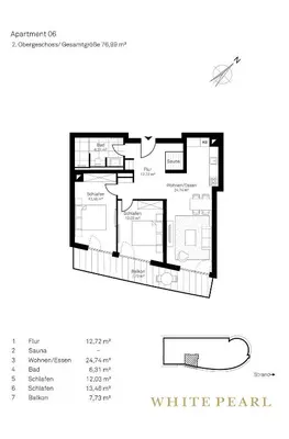 Grundriss der Unterkunft White Pearl Apartment 2.06