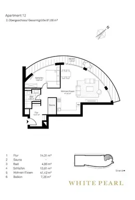 Grundriss der Unterkunft White Pearl Apartment 3.12