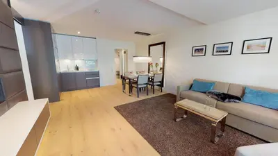 Ein Sitzbereich in der Unterkunft White Pearl Apartment 2.11