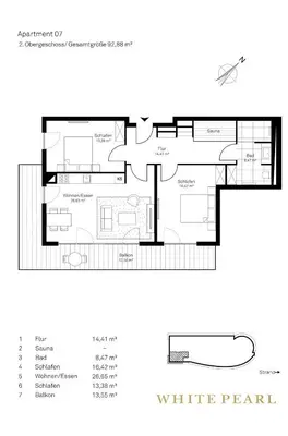 Grundriss der Unterkunft White Pearl Apartment 2.07