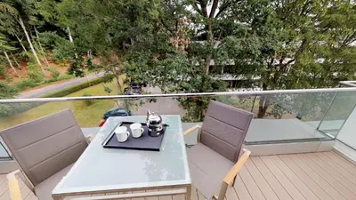 Ein Balkon oder eine Terrasse in der Unterkunft White Pearl Apartment 3.07