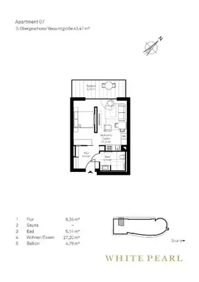Grundriss der Unterkunft White Pearl Apartment 3.07