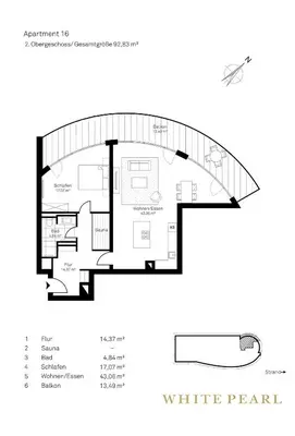 Grundriss der Unterkunft White Pearl Apartment 2.16