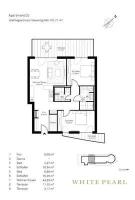 Grundriss der Unterkunft White Pearl Apartment 4 02