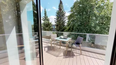 Ein Balkon oder eine Terrasse in der Unterkunft White Pearl Apartment 3.04