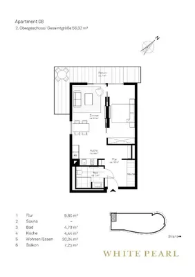 Grundriss der Unterkunft White Pearl Apartment 2.08