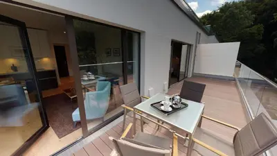 Ein Balkon oder eine Terrasse in der Unterkunft White Pearl Apartment 3.09