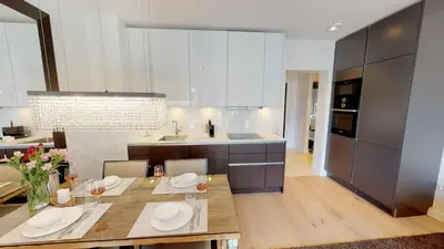 Küche/Küchenzeile in der Unterkunft White Pearl Apartment 3.09
