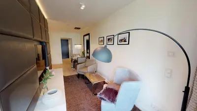 Ein Sitzbereich in der Unterkunft White Pearl Apartment 1.14