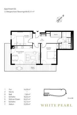 Grundriss der Unterkunft White Pearl Apartment 3.05
