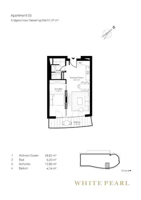 Grundriss der Unterkunft White Pearl Apartment 0.03