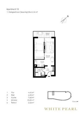 Grundriss der Unterkunft White Pearl Apartment 1.10