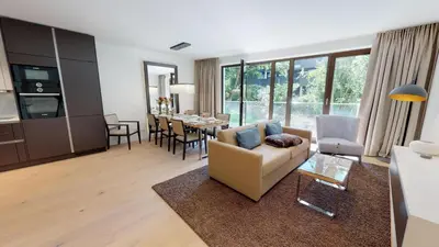 Ein Sitzbereich in der Unterkunft White Pearl Apartment 0.02