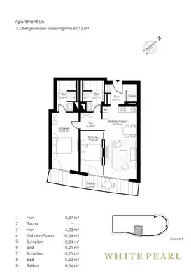 Grundriss der Unterkunft White Pearl Apartment 2.05