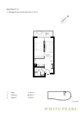 Grundriss der Unterkunft White Pearl Apartment 1.15