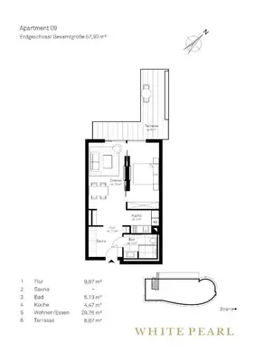 Grundriss der Unterkunft White Pearl Apartment 0.09