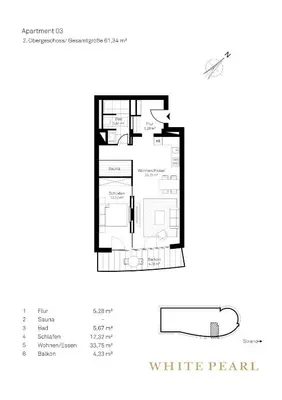 Grundriss der Unterkunft White Pearl Apartment 2.03