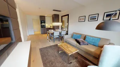 Ein Sitzbereich in der Unterkunft White Pearl Apartment 2.03