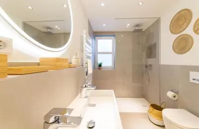 Ein Badezimmer in der Unterkunft Ferienwohnung EAST COAST