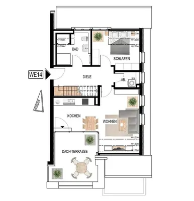 Grundriss der Unterkunft Ferienwohnung dat Seepeerdje