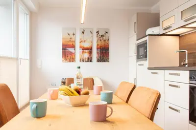 Küche/Küchenzeile in der Unterkunft Ferienwohnung dat Seepeerdje