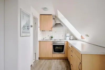 Küche/Küchenzeile in der Unterkunft Ferienwohnung Fährblick Moba-Travel