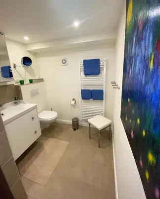 Ein Badezimmer in der Unterkunft Landhaus Woltersmühlen bei Scharbeutz