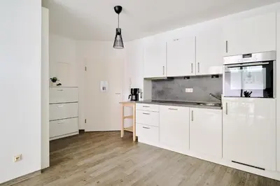 Küche/Küchenzeile in der Unterkunft Ferienwohnung Hafeneck Moba-Travel